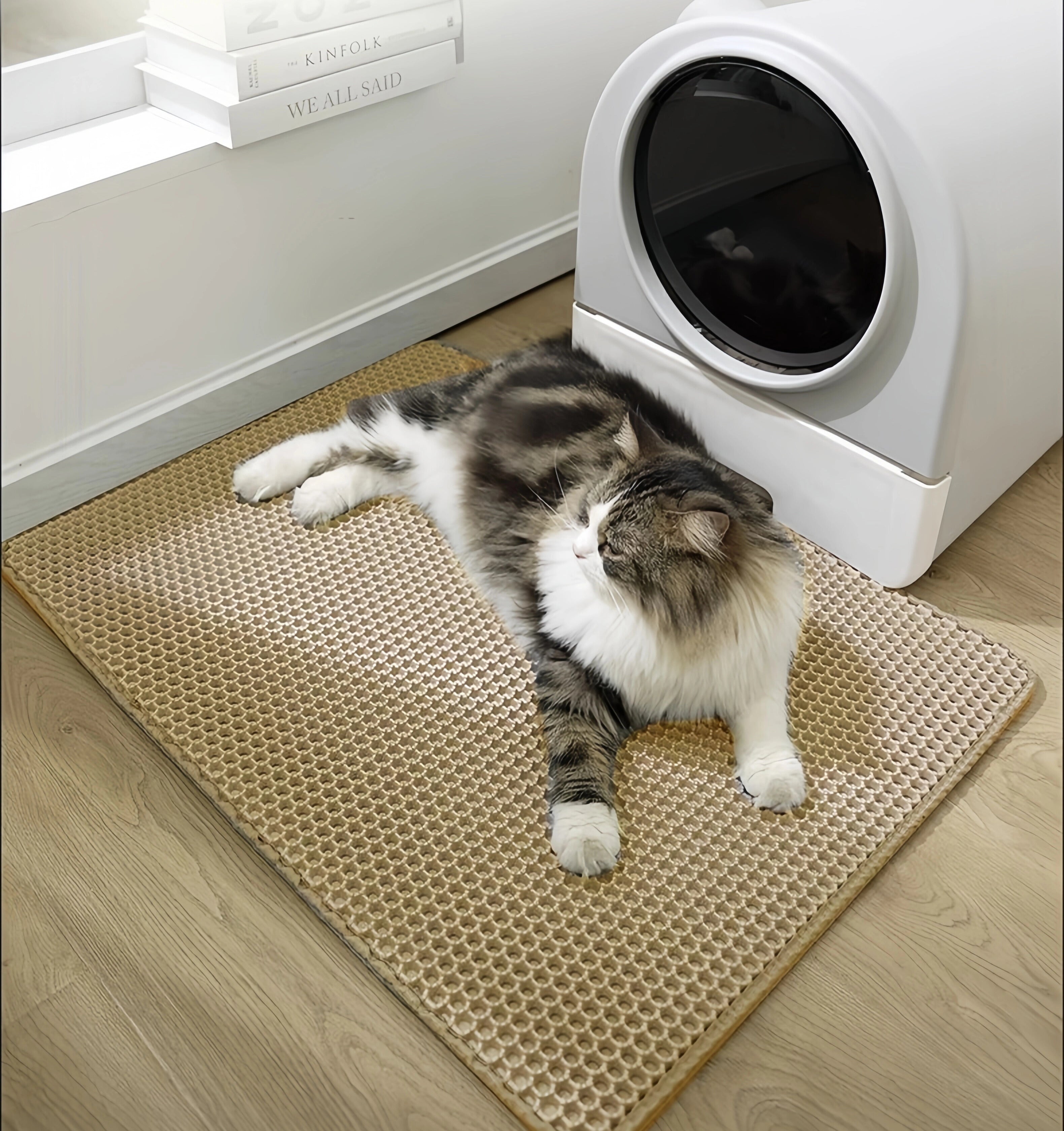 TAPPETINO PER LETTIERA GATTO, IMPERMEABILE, ANTISCIVOLO, LAVABILE E DOPPIO STRATO.